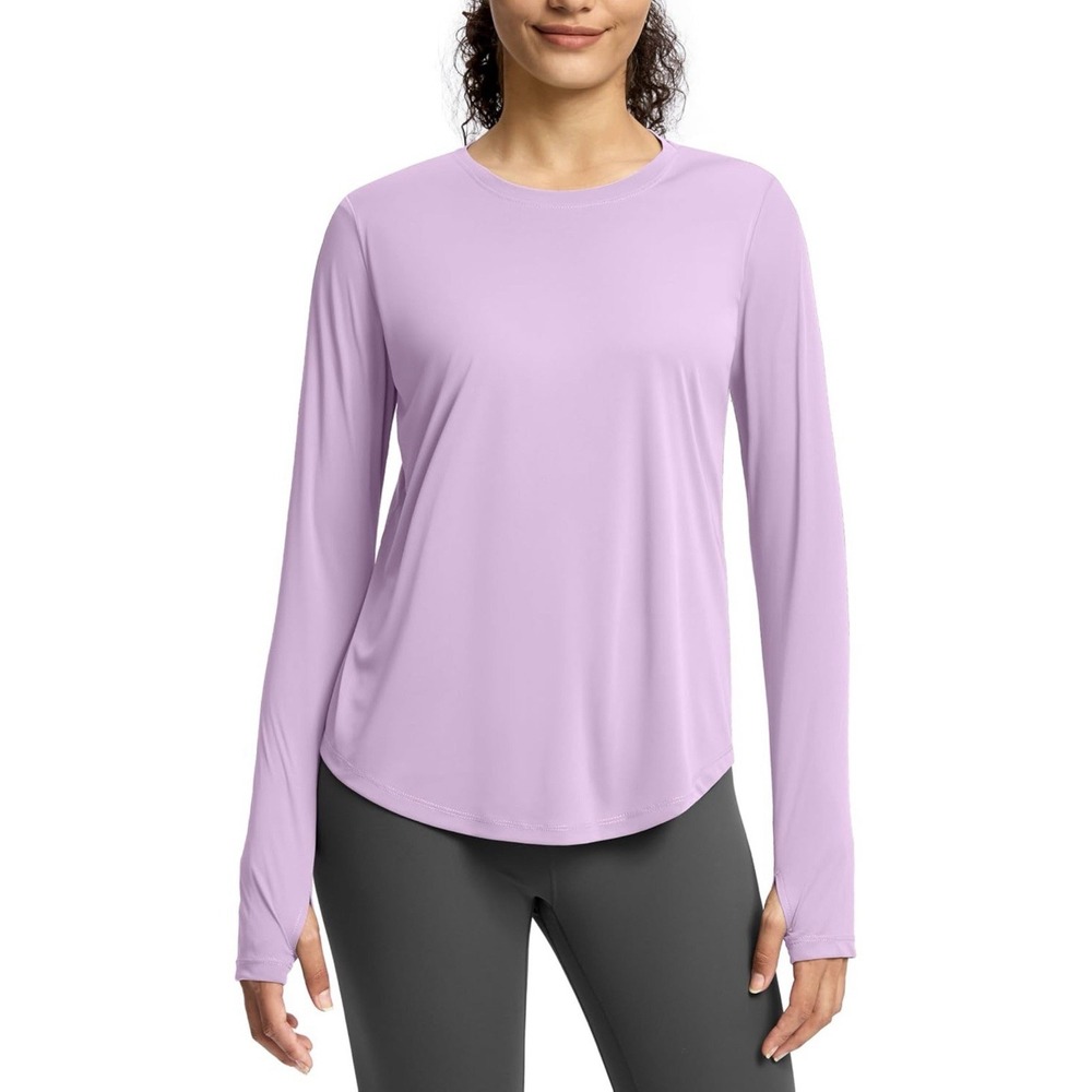 I0165-Womens UPF 50+ Long Sleeve Sun Protection Thumbholes Lavender Purple XXL